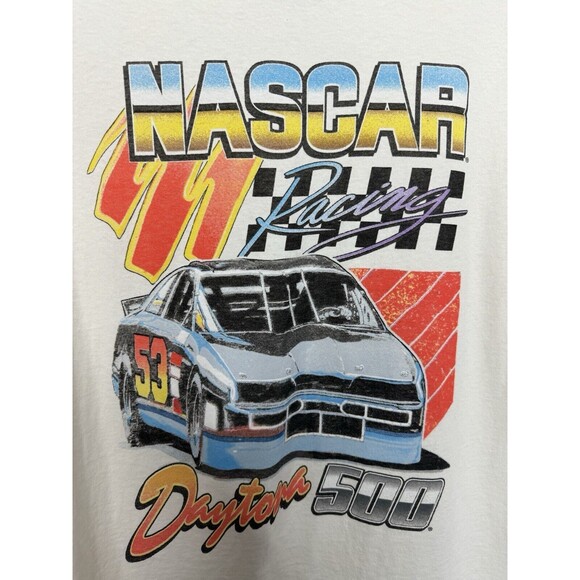 NASCAR Sz M Ivory #53 Racing T-Shirt Daytona 500 Short Sleeve Cotton Flaw - Picture 2 of 9